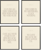 Locomiss Beige Christian Wall Art Decor Posters, Modern Bible Verse Prints by Unknown