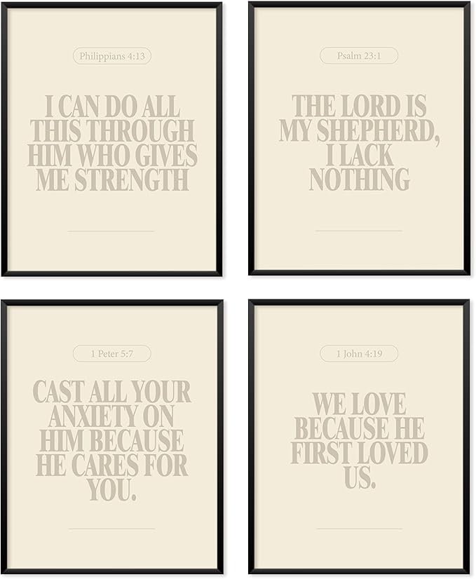 Locomiss Beige Christian Wall Art Decor Posters, Modern Bible Verse Prints by Unknown