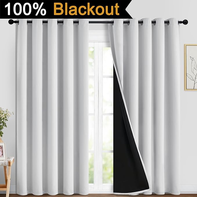Yakamok 100% Blackout Curtains 84 Inches Long, 2 Thick Layers Heat and Full - Image 2