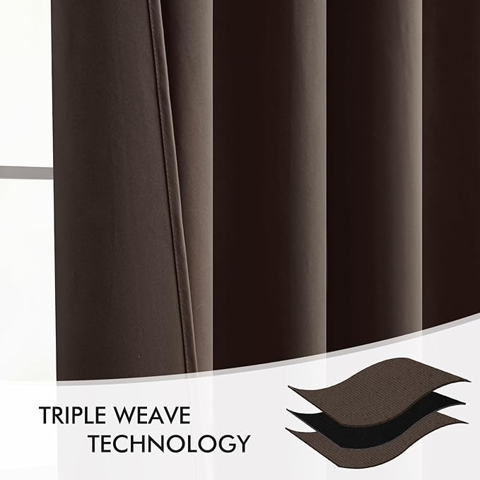 MIULEE Chocolate Brown Back Tab Blackout Curtains 90 Inches Long 2 Panels Set - Image 7