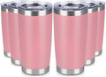 20 oz Tumbler Stainless Steel Tumblers Bulk with Lid Double Wall Insulated Coffee Tumbler Cups for Hot & Cold Drinks Powder Coated Travel Coffee Tumbler Mug Metal (Rose Pink, 6 pack)