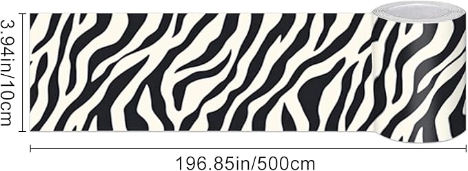 HOMETITUTE Wallpaper Border Peel and Stick Zebra Stripe Texture Decorative Wall - Image 3
