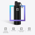IRON °FLASK Camping & Hiking Hydration Flask with Spout, Wide Mouth Insulated Stainless Steel Sports Water Bottle - 40 oz Cashmere Cream