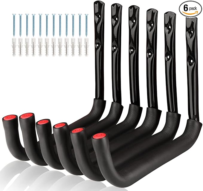 Garage Storage Ladders Hooks, 6 Pack Heavy Duty Utility Hanger, 9.8IN Wall by Unknown