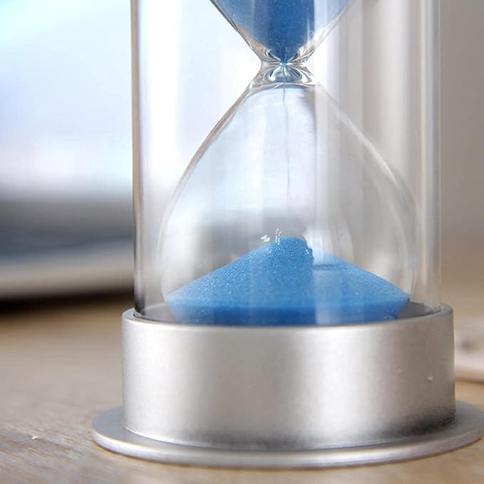 Sand Timer, Dual Protection Child Safety Hourglass, Time Management Assistant, Creative Gift, Living Room Office Decoration (Silver Cover with Blue Sand, 60 Minutes)