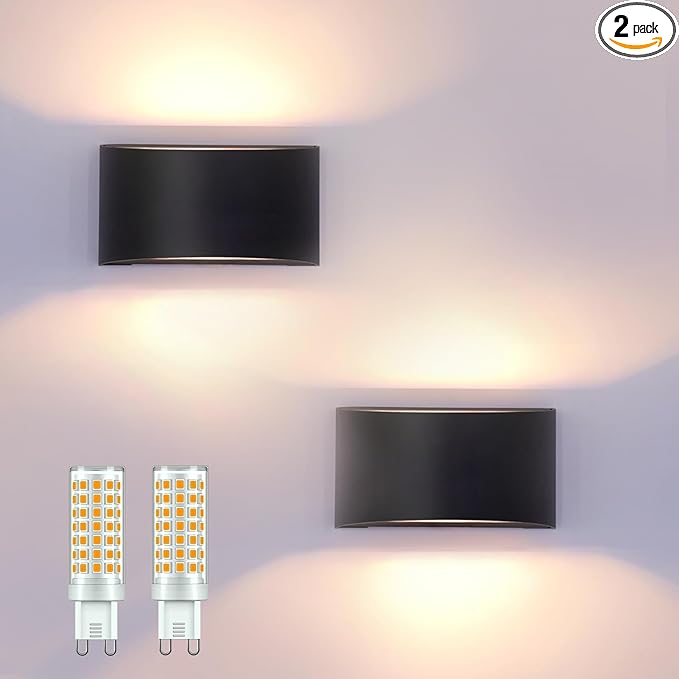 KICAAO Modern LED Wall Sconce, Warm White 3000K, Hardwired Indoor Black Wall by KICAAO