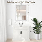 White Grey Wood Effect Framed Wall Mirror, 22x30 Rectangle Mirror, - Image 2