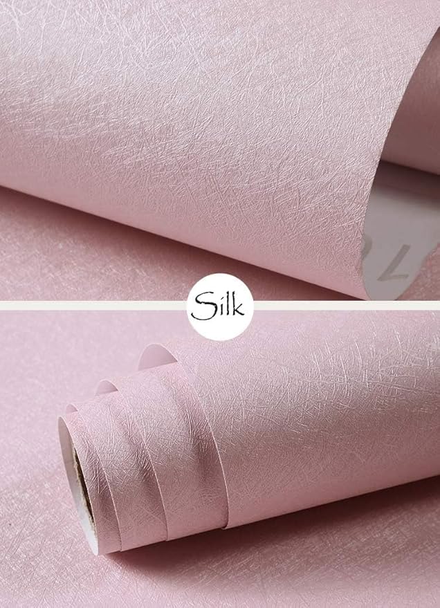 Cohoo Home Silk Pink Wallpaper Peel and Stick Contact Paper Pink Textured Silk - Image 8