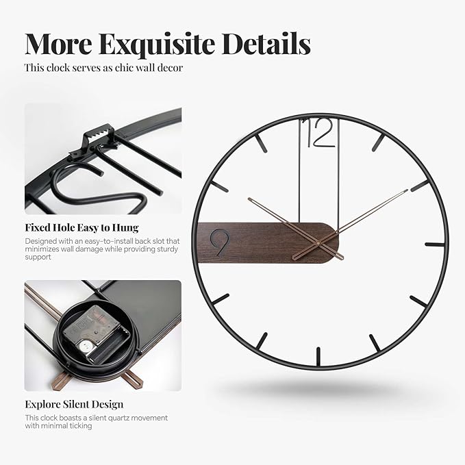 Cuspin 24 Inch Large Wall Clock, Modern Battery Operated Clocks - Image 4