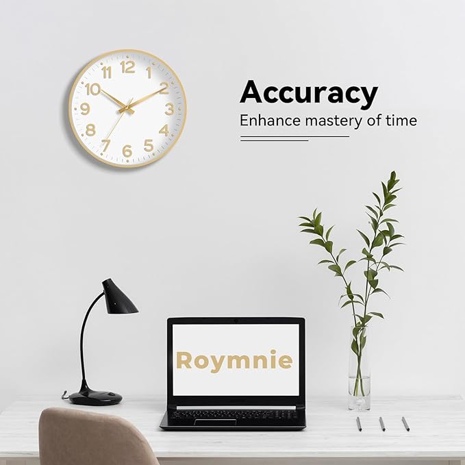 Roymnie Wall Clock, Silent Wall Clocks Battery Operated 8 Inch-Modern Non - Image 4