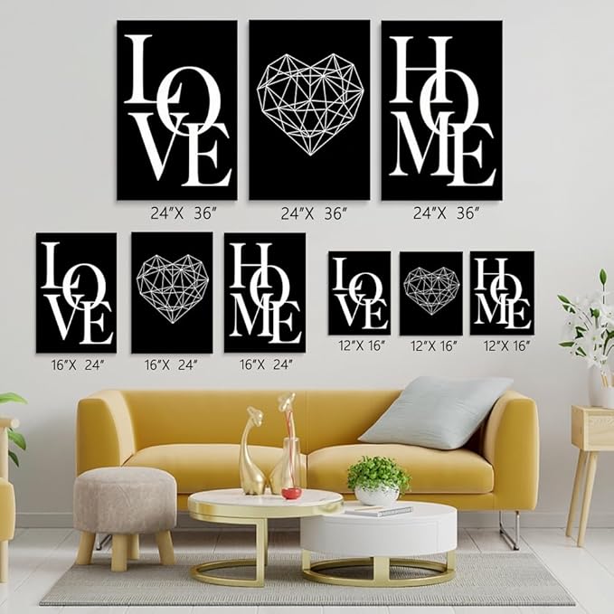 GUBIYU Love Home Wall Decor Black and White Farmhouse Modern Art - Image 2