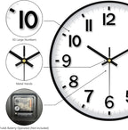 Black Wall Clock, 8 Inch Wall Clocks Battery Operated, Round Modern Non Ticking - Image 7