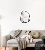 Irregular Wall Mirror Asymmetrical White Mirror Modern Wood Frame Unique Shape - Image 3
