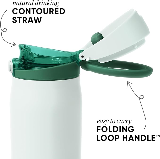 Simple Modern Mesa Loop Water Bottle with Covered Straw and Handle | 30oz Cup Holder Friendly Insulated Stainless Steel Bottles for Travel, Sports and School | Agave
