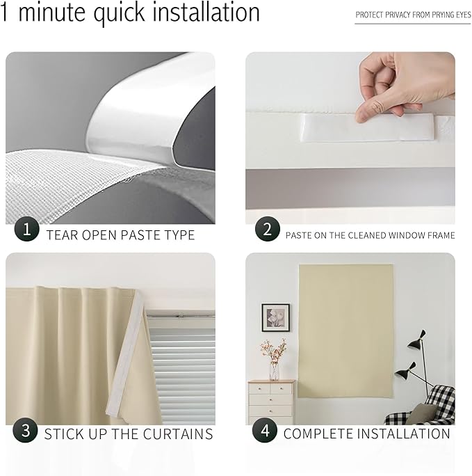 Portable Light Blocking Curtains Self-Stick Design, Removable Adhesive Window - Image 4