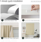 Thermal Blackout Curtains with Self-Adhesive Tape, No Rod No Drill Easy Install - Image 4