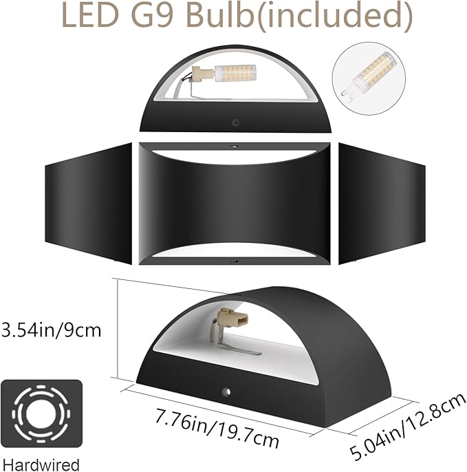 Aipsun 4 Pack Black Modern LED Wall Sconce Hardwired Indoor Wall Lights Up and - Image 9
