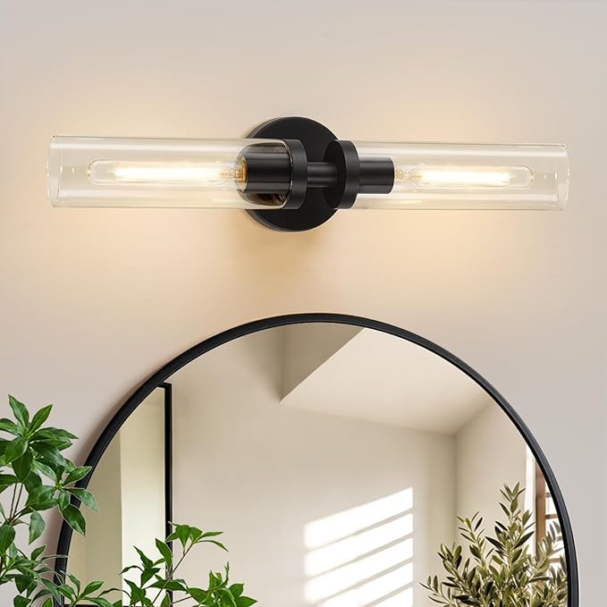 Indoi Matte Black Wall Sconces, Hardwired Bathroom Sconces Wall Lighting by Indoibrightenyourbathroom