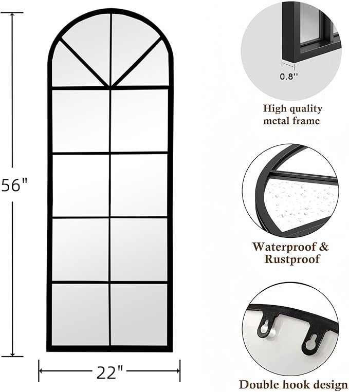 Floor Length Mirror, Oversize Farmhouse Full Body Standing Mirrors - Image 2