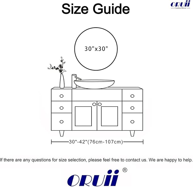 Oruii Round Mirror 30 inch, Large Black Circle Mirror Metal Frame, Large Black - Image 9
