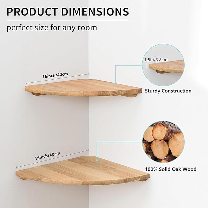 Corner Shelves, Floating Corner Shelf, Round End Wall Mount Display Shelf - Image 6