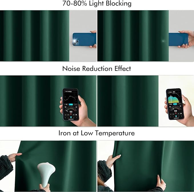 MIULEE Christmas Hunter Green Back Tab Blackout Curtains 108 Inch Long 2 Panels - Image 5
