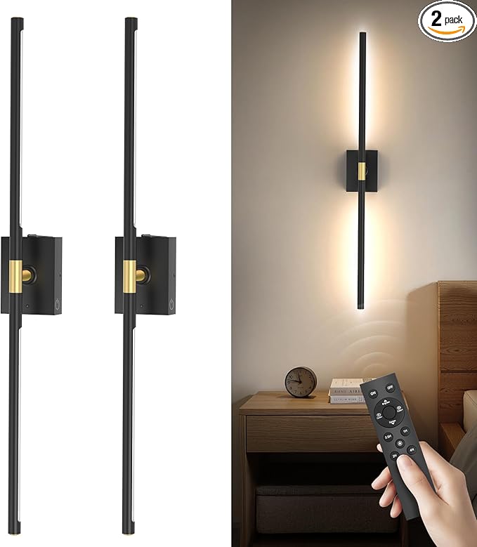 Battery Operated Wall Sconces Set of 2: 10000mAh Rechargeable Wall Lights by BatteryPoweredMotionSensorLight