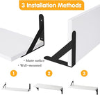 YGEOMER Floating Shelves for Wall, Different Sizes White Wall Shelves for - Image 4
