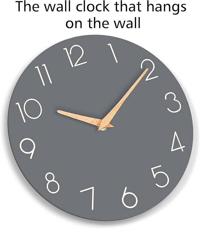 cicininc Wall Clock, 12 Inch Wooden Silent Non-Ticking, Decorative Battery - Image 7