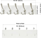 SKOLOO Creations White Solid Wood Wall Mounted Coat Rack, 5 Hooks, 16-7/8" Long - Image 3