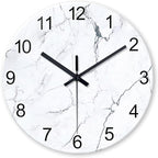 White Marble Glass Wall Clocks Battery Operated 12 Inch Abstract Decorative by Constantplanet%E6%97%97%E8%88%B0%E5%BA%97