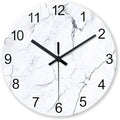 White Marble Glass Wall Clocks Battery Operated 20 Inch Large Abstract by Constantplanet%E6%97%97%E8%88%B0%E5%BA%97