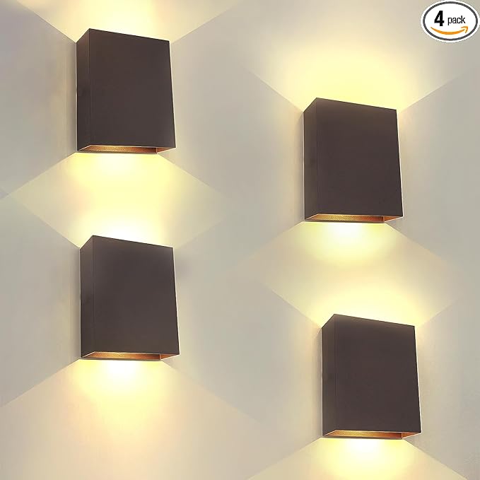 KICAAO LED Wall Sconces 4 Pack, 12W Modern Wall Lamp, Hardwired Aluminum Wall by KICAAO