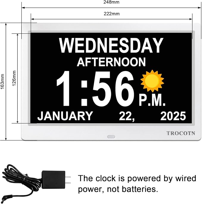 TROCOTN Dementia Clocks, Large Display Calendar Alarm Clock - Image 2