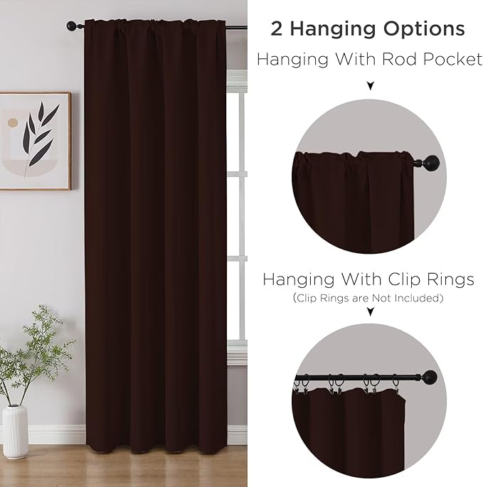 CUCRAF Blackout Curtains 54 inch Length 2 Panels Set, Rod Pocket Room Darkening - Image 3
