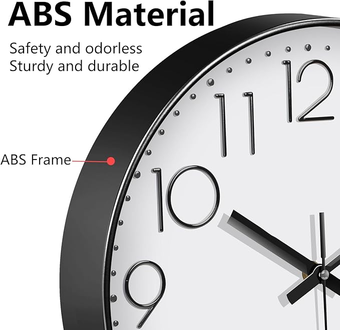 Wall Clock, Silent Wall Clocks Battery Operated 10 Inch Modern Non Ticking - Image 7