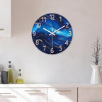 Small Wall Clocks Battery Operated 12 Inch Blue Marble Wall Clock - Image 3