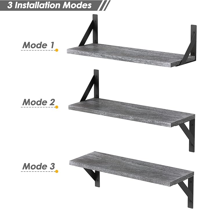 Forbena Grey Floating Shelves for Wall Decor Set of 3, Floating Book Shelves - Image 8