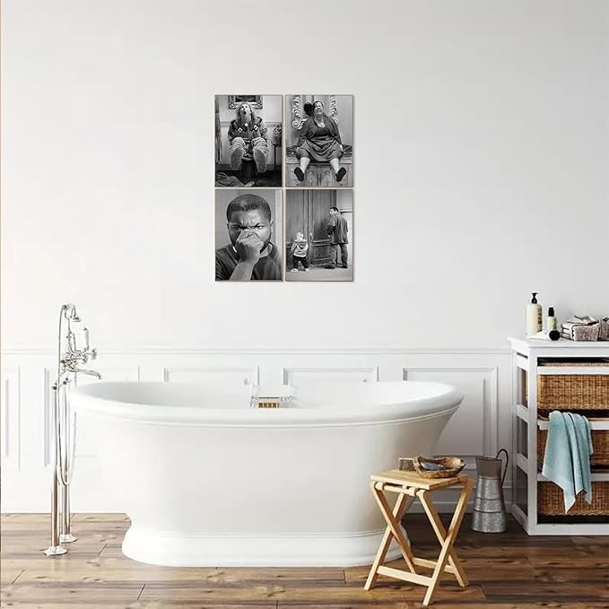 Funny Bathroom Wall Art Set of 4, Vintage Humor Bathroom Decor Wall Art - Image 3