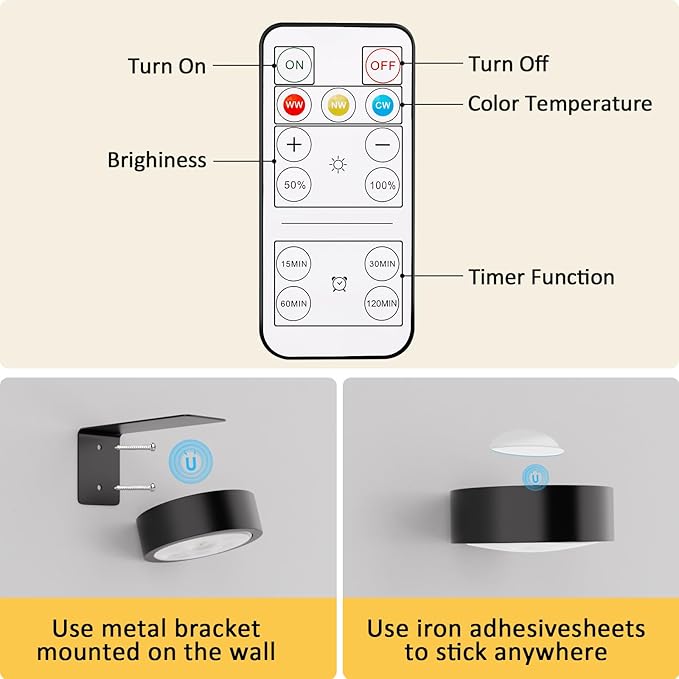 Narotood Picture Lights for Wall, Rechargeable Battery Magnetic Poster Lights - Image 3
