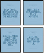 Locomiss Blue Christian Wall Art Decor Posters, Minimalist Jesus Scripture by Unknown