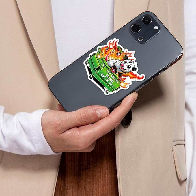 The Horrors Persist But So Do I Sticker 3Pcs Funny Opossum Possum Sarcastic Sticker Vinyl Waterproof Decals for Notebook, Tumbler, Laptop and Water Bottle (Opossum Horrors)