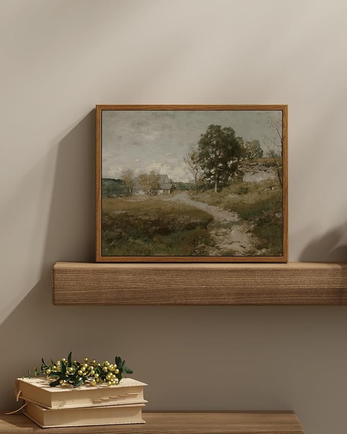 InSimSea Framed Canvas Wall Art Vintage Decor, Room Decor Rural Path Landscape - Image 2