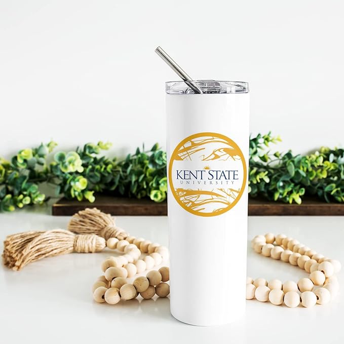 Kent State University Skinny Tumbler, Water Tumbler, Stainless Steel Tumbler, Tumbler Cup, Tumbler with Straw and Lid, Double Wall, Stainless Tumbler (Kent State University #17)