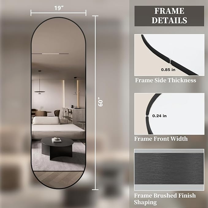 Oval Full Length Mirror, Ultra-Clear Explosion-Proof, Simple and Classic Deco - Image 8