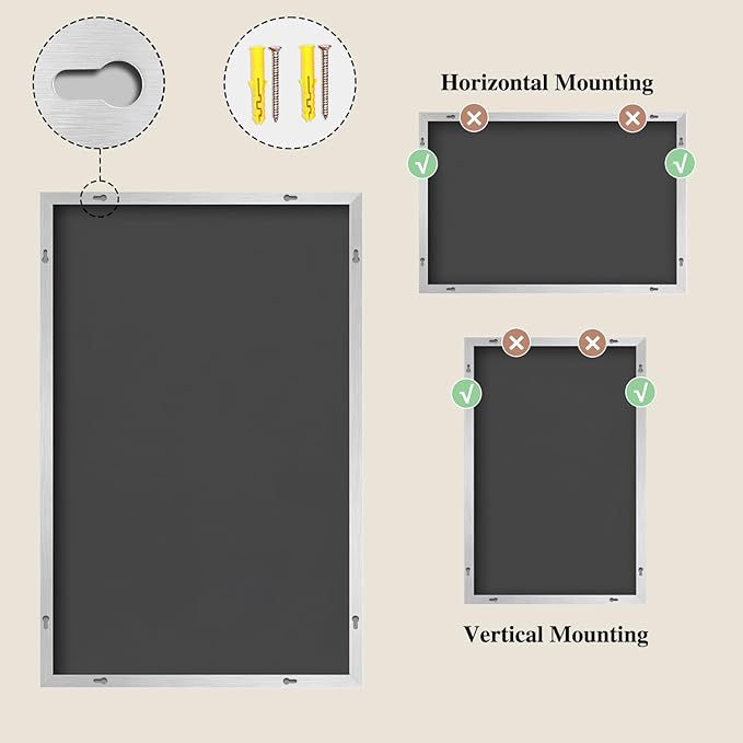 Koonmi Silver Rectangle Wall Mirror, 30x36 Inch Bathroom Mirror, Aluminum Frame - Image 8