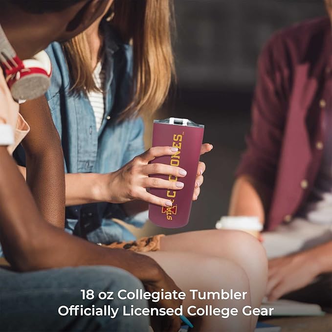 Campus Colors NCAA Stainless Steel Tumbler perfect for Gameday - 18 oz - Double Walled - Keeps Drinks Perfectly Insulated (Iowa State Cyclones - Maroon)