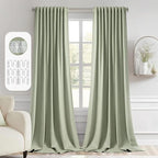 MIULEE Back Tab Sage Green Curtains 120 Inch Long 2 Panels Set by MIULEE