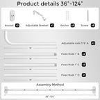 Curtain Rods 36-120 Inch, 1 Inch Adjustable Long Heavy Duty Room Darkening - Image 7