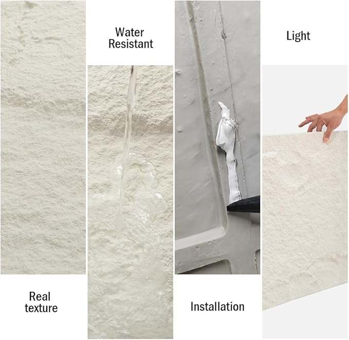 4-Pack 3D PU Stone Wall Panels for Interior Decor Faux Stone Accent Tiles - Image 5